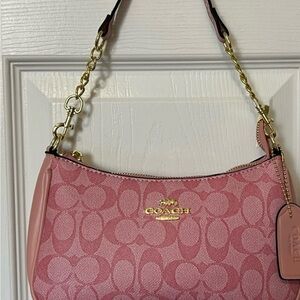 Coach Pink Signature Canvas Shoulder Bag